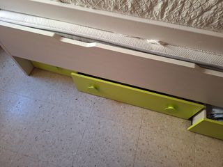 Cama juvenil con cajones - verde con zapatero.