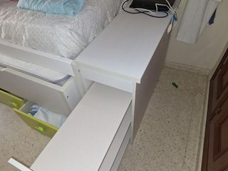 Cama juvenil con cajones - verde con zapatero.