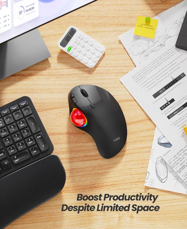 Ratón de bola inalámbrico Ergonomico RGB de pulgar