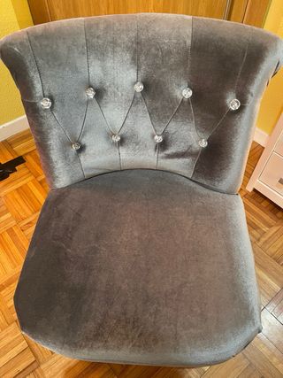 Sillón terciopelo gris -  Madera