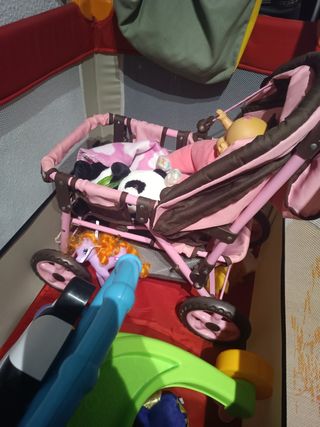 Carro bebé gemelar juguete rosa