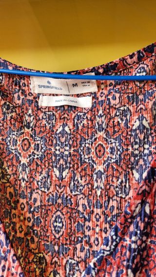 Vestido midi rojo y azul