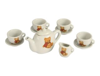 Juego té porcelana ositos 10 piezas en caja.