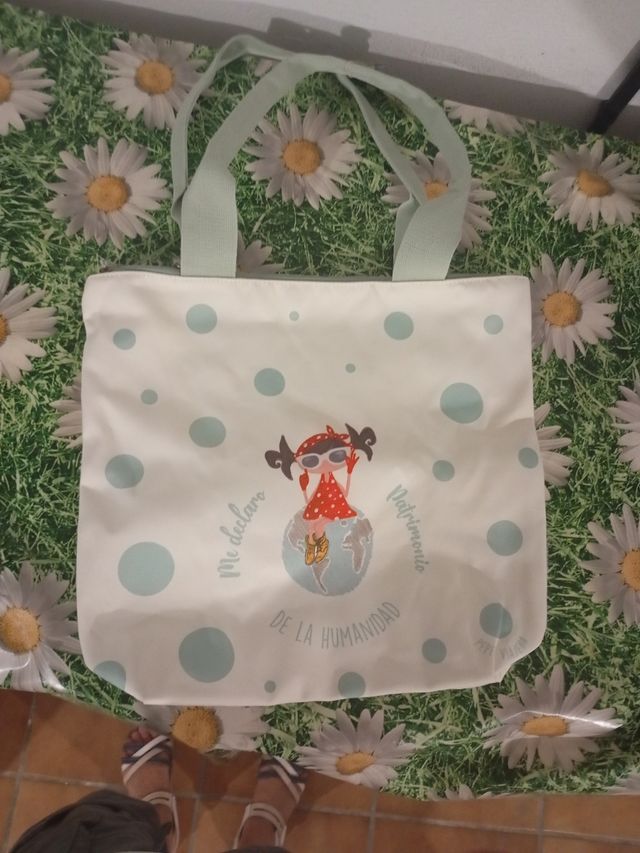 Bolso Pepita Viajera - Blanco y Verde Agua
