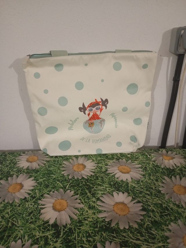 Bolso Pepita Viajera - Blanco y Verde Agua