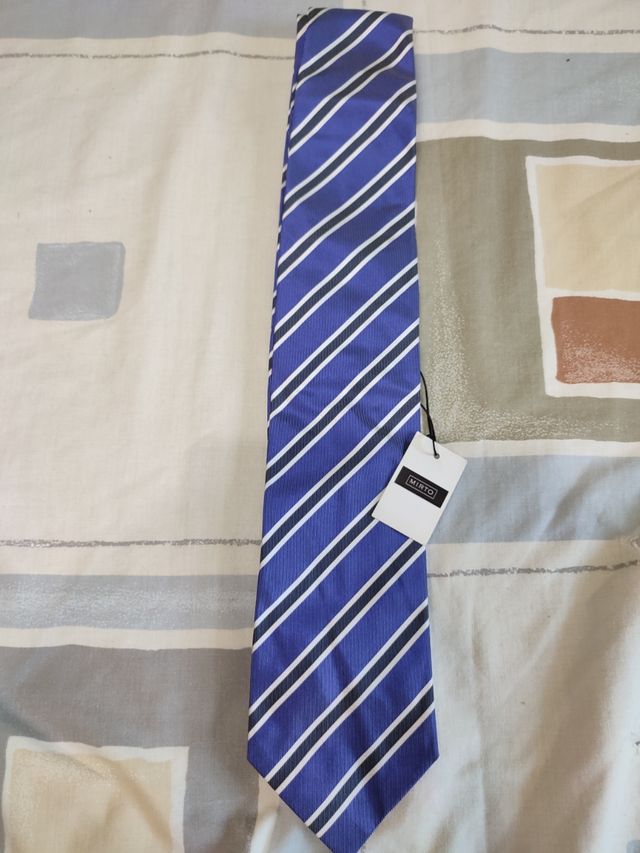 Corbata Mirto azul - rayas negras