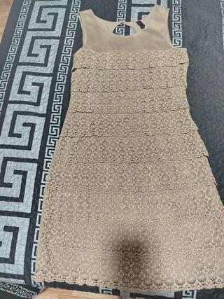 Vestido beige mujer encaje