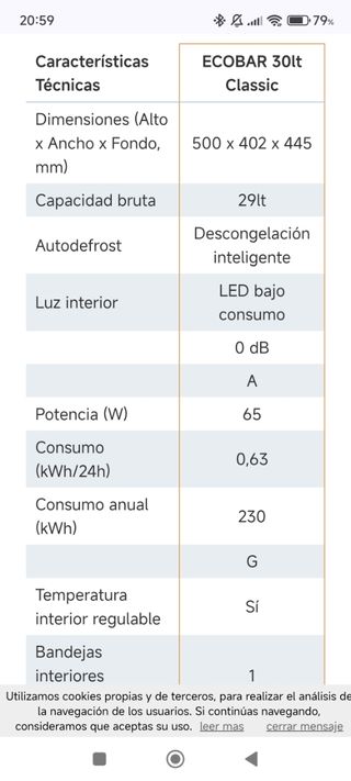 Mininevera ECO Bar - Enfriador Nueva 280 euros