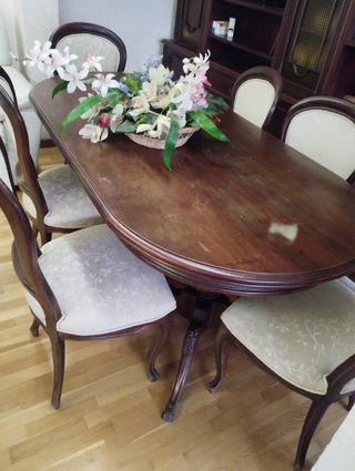 Mesa Comedor Antigua 6 Sillas para recoger