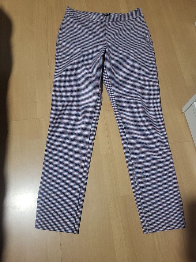 Pantalones cuadros rojos y azules -talla 38