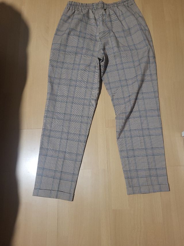 Pantalón cuadros beige mujer M