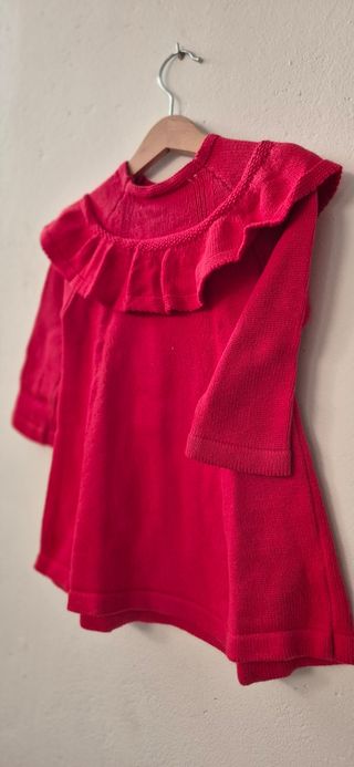 Vestido rojo niña - punto