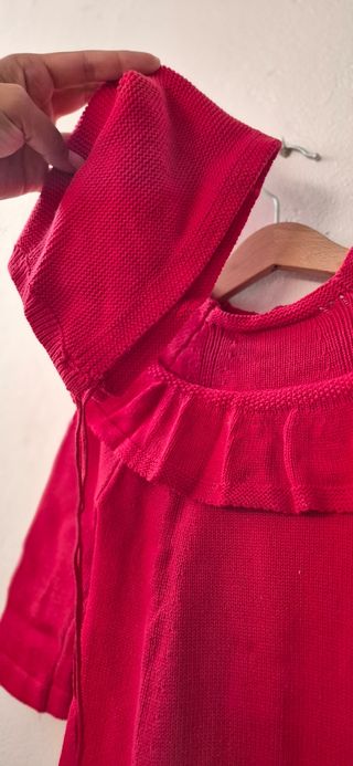Vestido rojo niña - punto