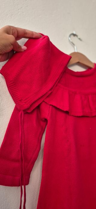 Vestido rojo niña - punto