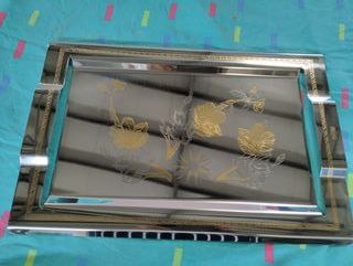 Vassoio Inox 18/10 e oro zecchino 24k NUOVO