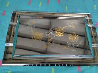 Vassoio Inox 18/10 e oro zecchino 24k NUOVO