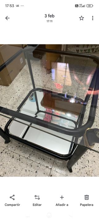 Mesa cristal y forja negra