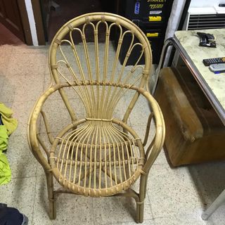 Silla mimbre beige - vintage
