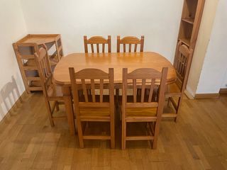 Mesa Comedor 6 Sillas + Estanterías Madera