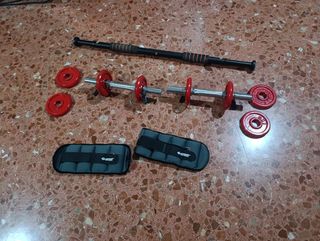 Pack fitness: Barra dominadas + mancuernas+lastre