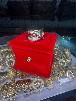 Anillo oro y plata con circonitas