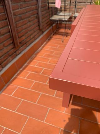 Mesa terraza aluminio extensible roja