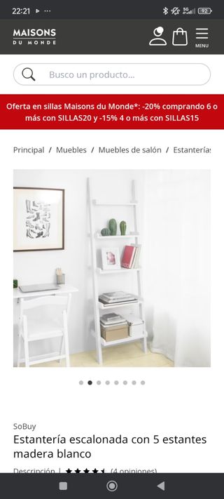 Estantería SoBuy blanca escalonada

