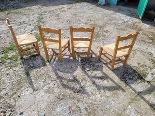 4 Sillas mimbre madera rusticas