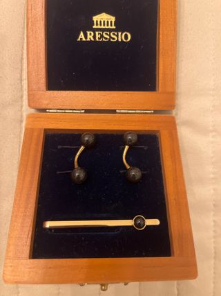 Gemelos y alfiler ARESSIO - dorados y negros