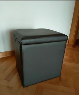 Mesa auxiliar con taburete - Blanco y marrón