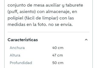 Mesa auxiliar con taburete - Blanco y marrón