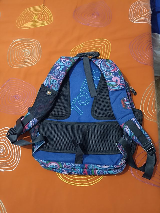 Mochila de marca conocida, de buen tamaño y cómoda