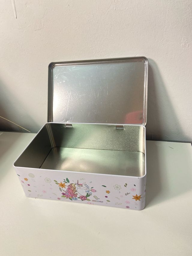 Caja metal Unicornio - Rosa y Blanca