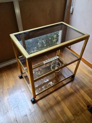 Carrito TV vintage dorado