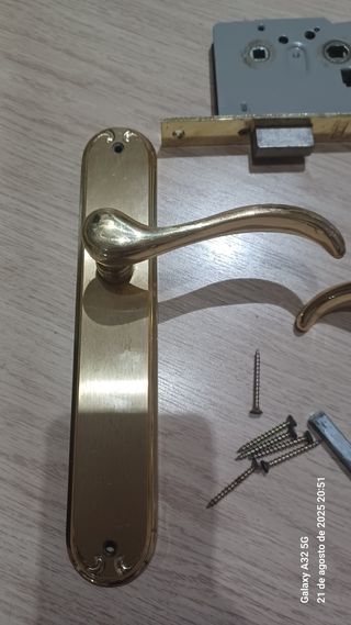 Manilla puerta dorada con cerradura