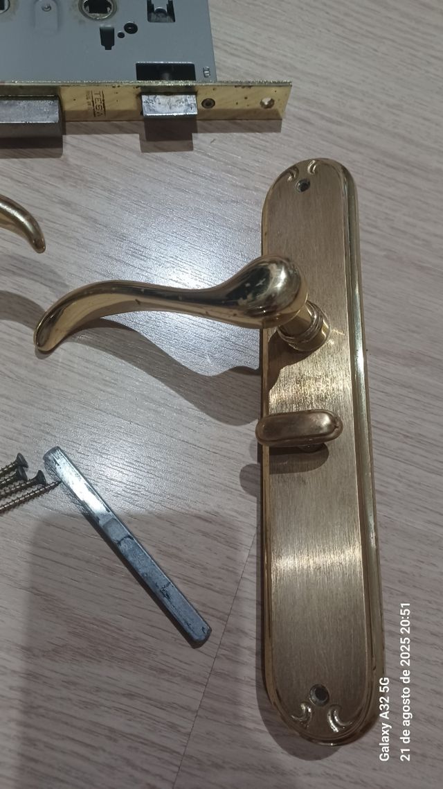 Manilla puerta dorada con cerradura