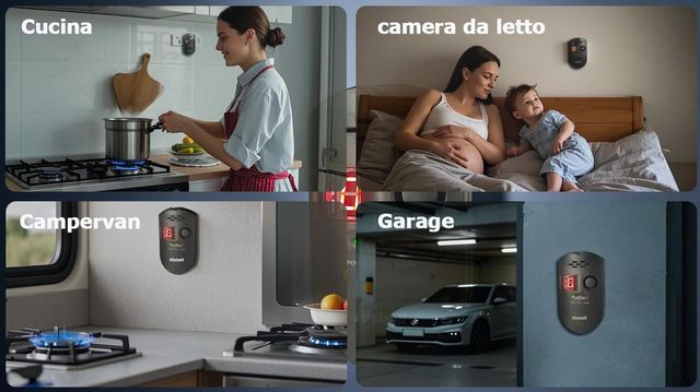 Rilevatore metano GPL etc allarme acustico/visivo