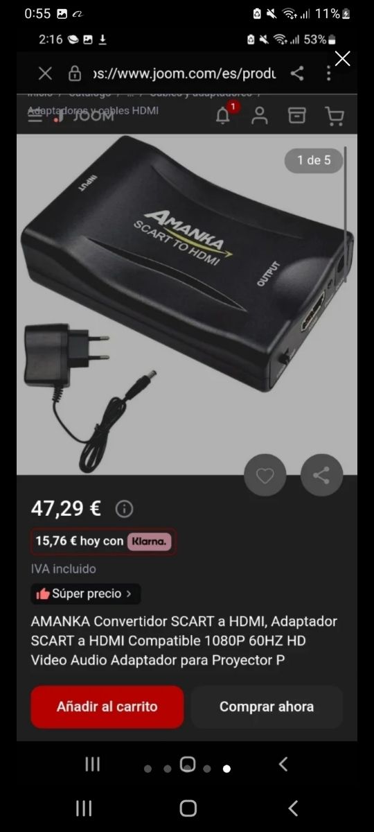 Convertidor AMANKA SCART  de TV antiguo a HDMI