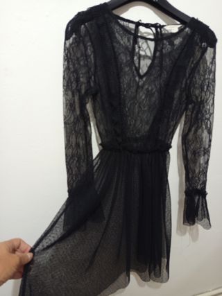 Vestido negro encaje Springfield T-S