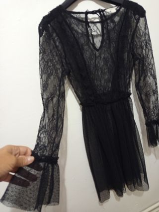 Vestido negro encaje Springfield T-S