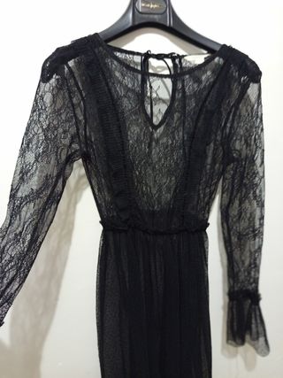 Vestido negro encaje Springfield T-S