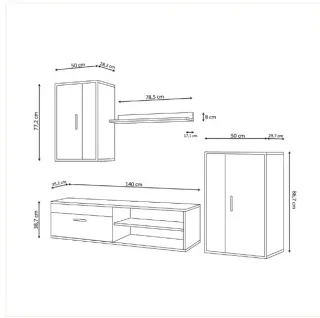 Muebles salón gris y blanco