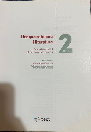 Llengua catalana i literatura 2n Batxillerat
