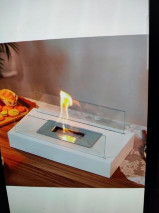 Chimenea bioetanol sobremesa blanca