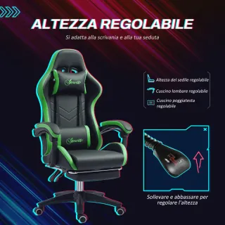 Sedia da Gaming con Altezza Regolabile e Schienale