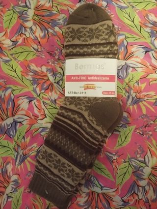 Calcetines Bermas Antideslizantes Marrón
