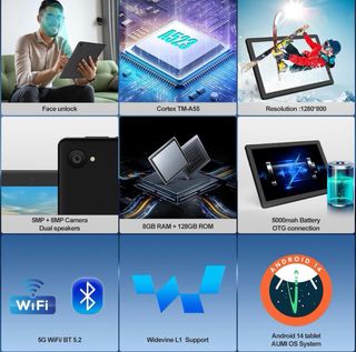 Tablet Android 14 10" 8GB+64GB