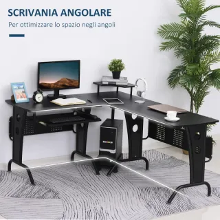 Scrivania Gaming per Casa o Ufficio, Angolare e Sa