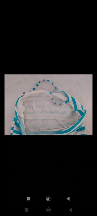 Bañador rayas turquesa-blanco, talla 36-38