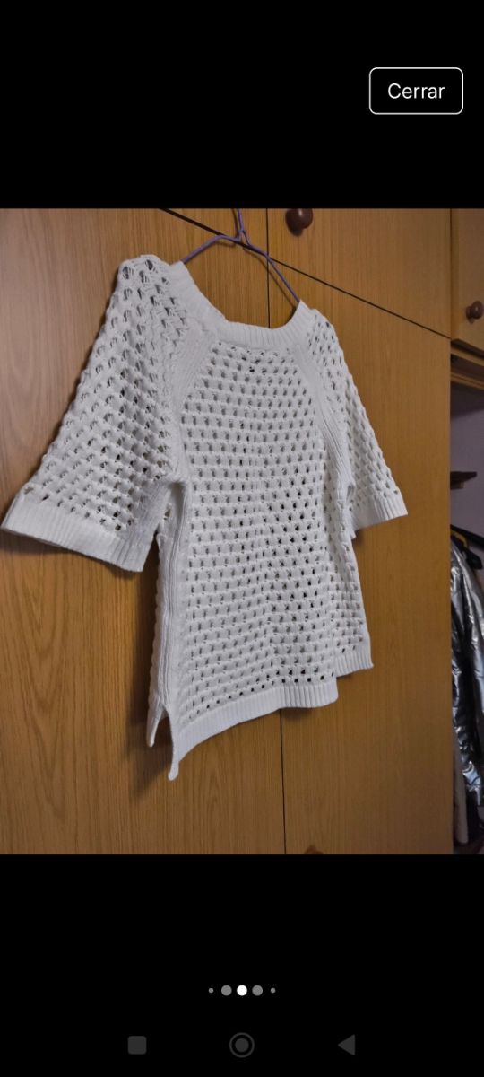Blusa blanca Massimo Dutti crochet